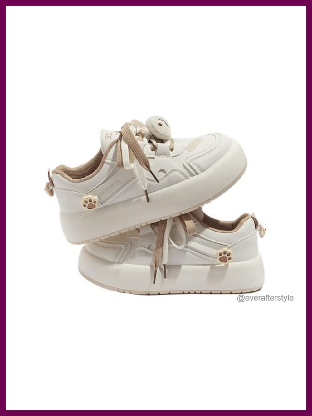 Fujedmog Women Y2K Platform Sneakers Cute Cartoon Fish Bear Decor Dual Color